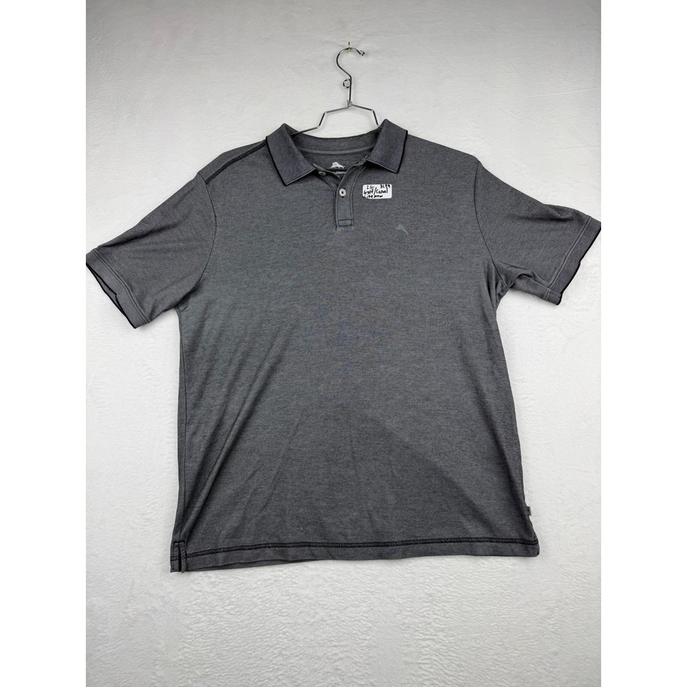 Tommy Bahama Mens Gray Heather Short Sleeve Golf Polo Shirt Large L